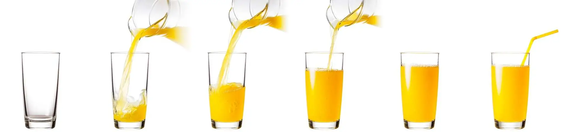 Process of pouring orange juice into a glass